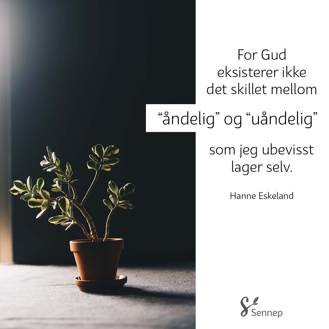 For Gud eksisterer ikke det skillet mellom “åndelig” og “uåndelig” som jeg ubevisst lager selv.